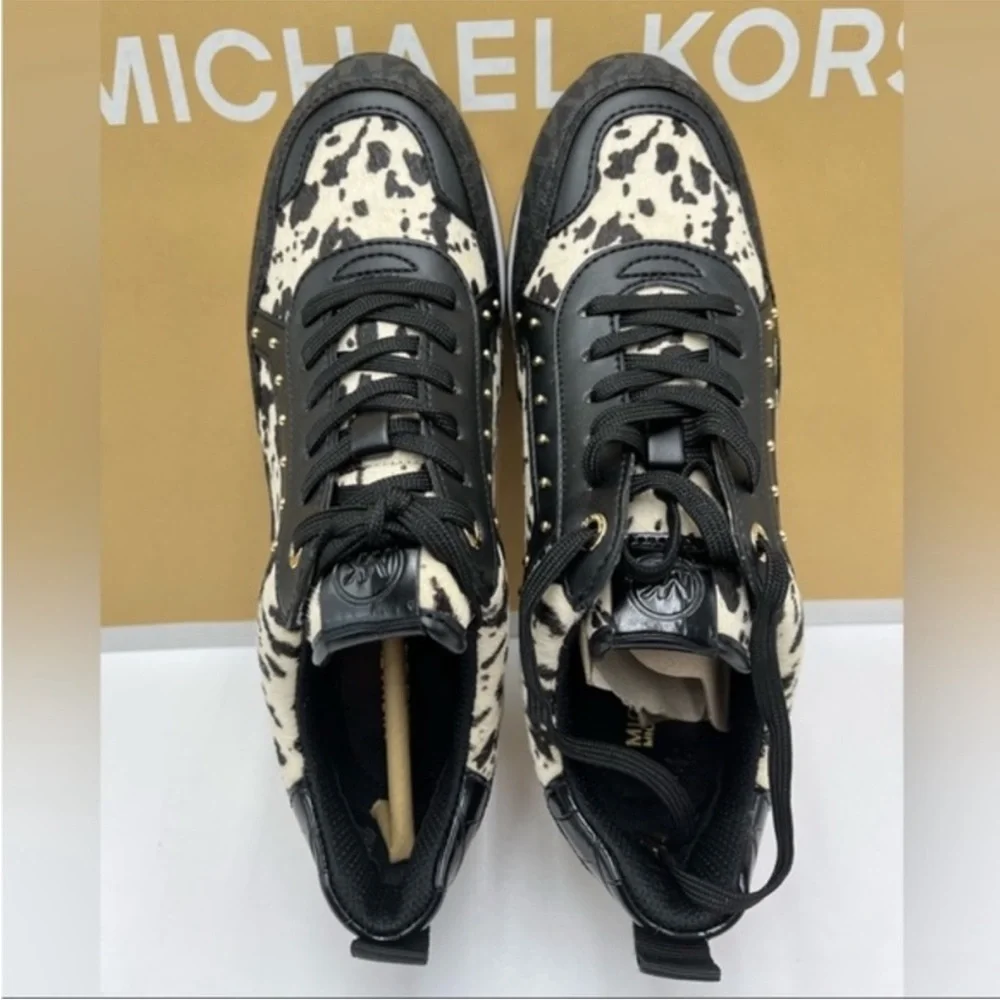 Michael Kors Black and White Cow Patterned Sneakers